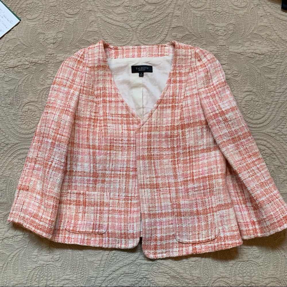 Talbots Pink and White Plaid Blazer